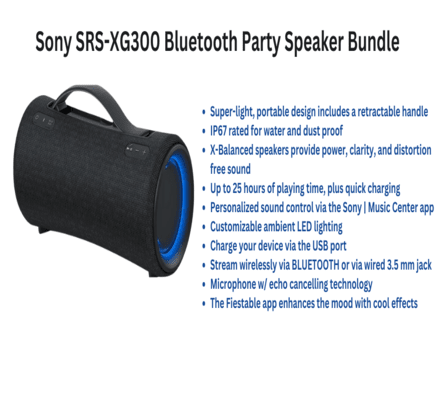Sony SRS-XG300 Bluetooth Party Speaker Bundle: Wireless Portable Speaker